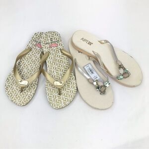 Vineyard Vines Gold Pattern and Apt. 9 Gem Sparkle FlipFlop Sandal Bundle